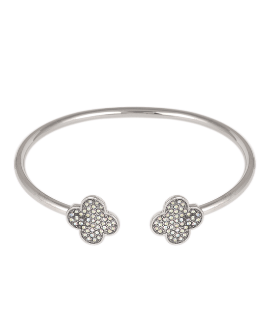 Paved Metal Clover Bangle Bracelet