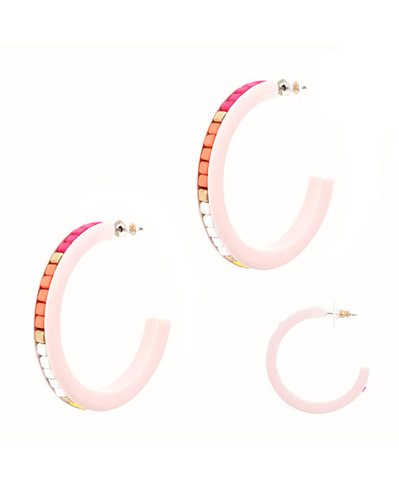 Metal Color Coating Tropical Hoop Earring