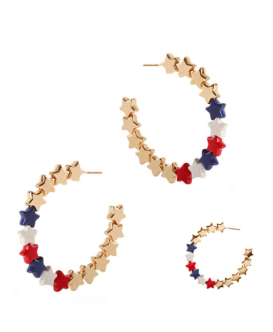 50mm Metal CCB Star Patriot Earring