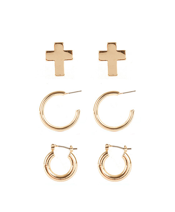 Metal 3 Pair Earring Set