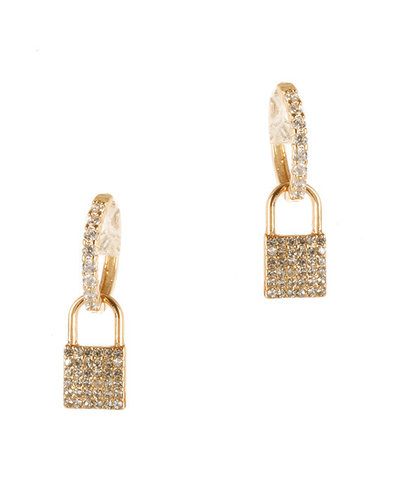 Metal Pave Lock Huggie Earring