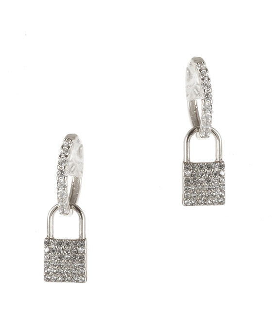 Metal Pave Lock Huggie Earring