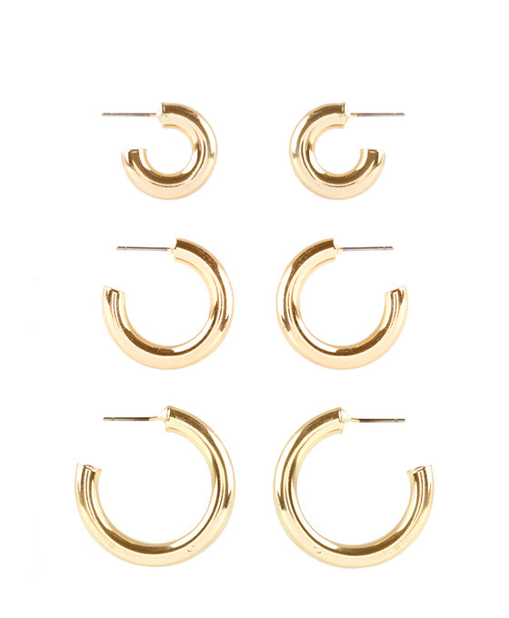 Metal 3 Pairs Hoop Earring