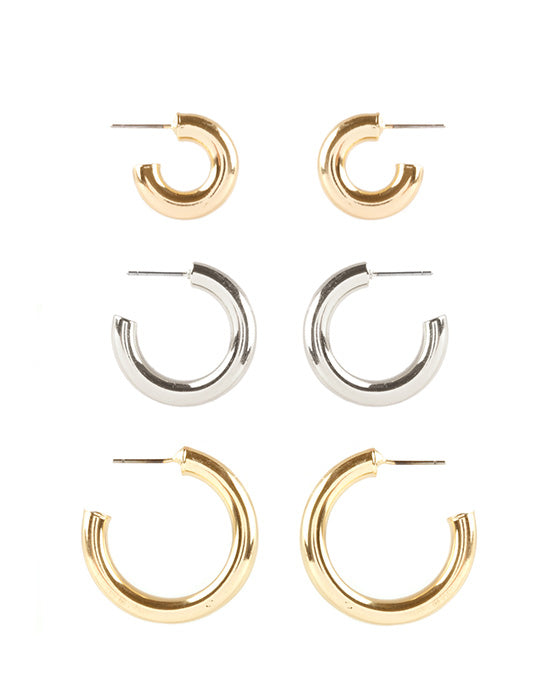 Metal 3 Pairs Hoop Earring