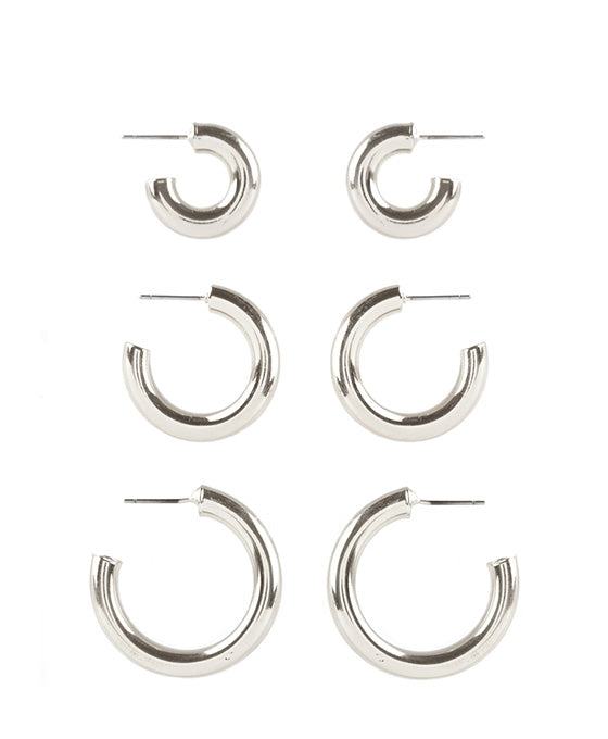 Metal 3 Pairs Hoop Earring