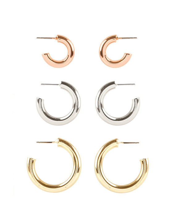 Metal 3 Pairs Hoop Earring