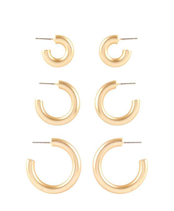 Metal 3 Pairs Hoop Earring