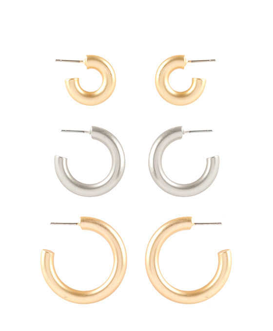 Metal 3 Pairs Hoop Earring