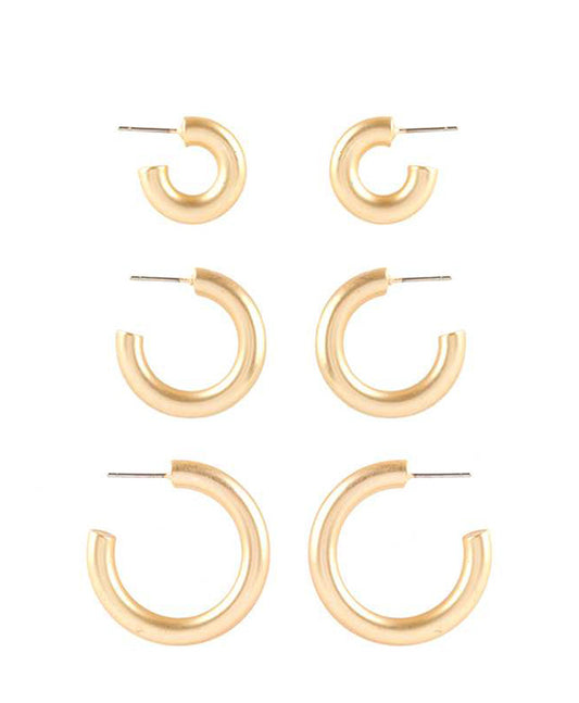 Metal 3 Pairs Hoop Earring