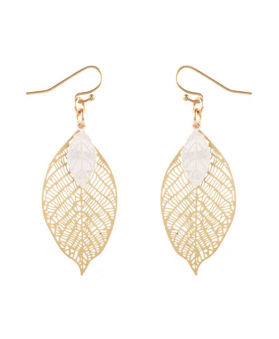 Metal Leaf Tropical Earring