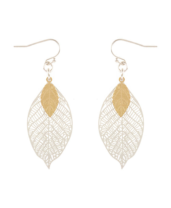 Metal Leaf Tropical Earring