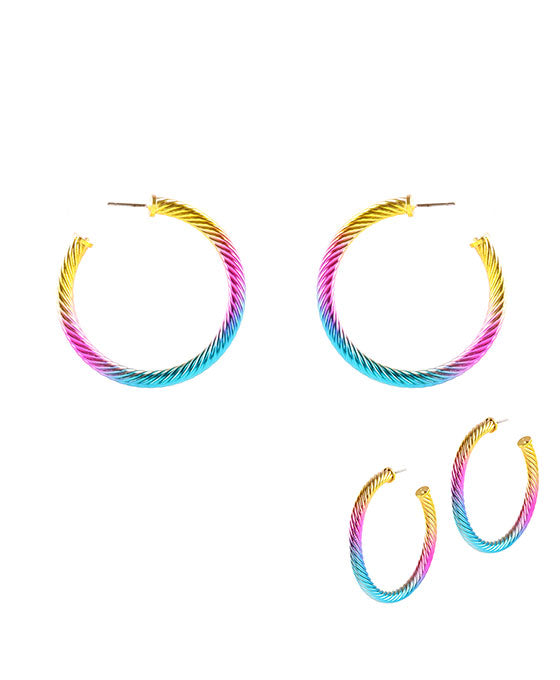 50mm Metal Twisted Aluminum Coating Hoop Earring