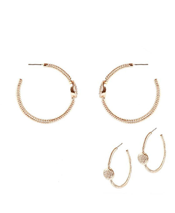 40mm Rhinestone Aluminum Coating Twisted Hoop Earring