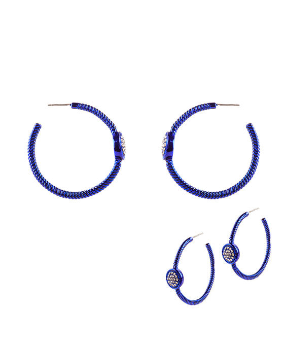 40mm Rhinestone Aluminum Coating Twisted Hoop Earring