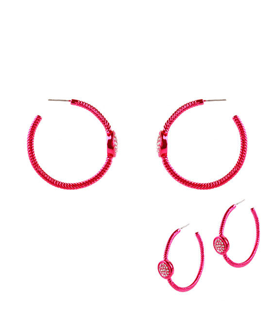 40mm Rhinestone Aluminum Coating Twisted Hoop Earring