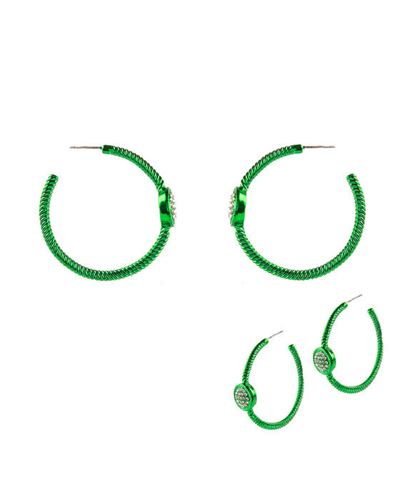 40mm Rhinestone Aluminum Coating Twisted Hoop Earring