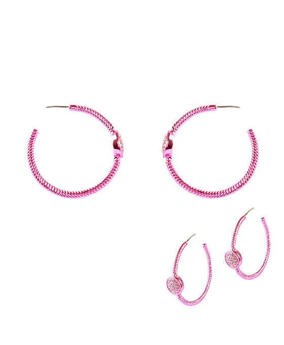 40mm Rhinestone Aluminum Coating Twisted Hoop Earring