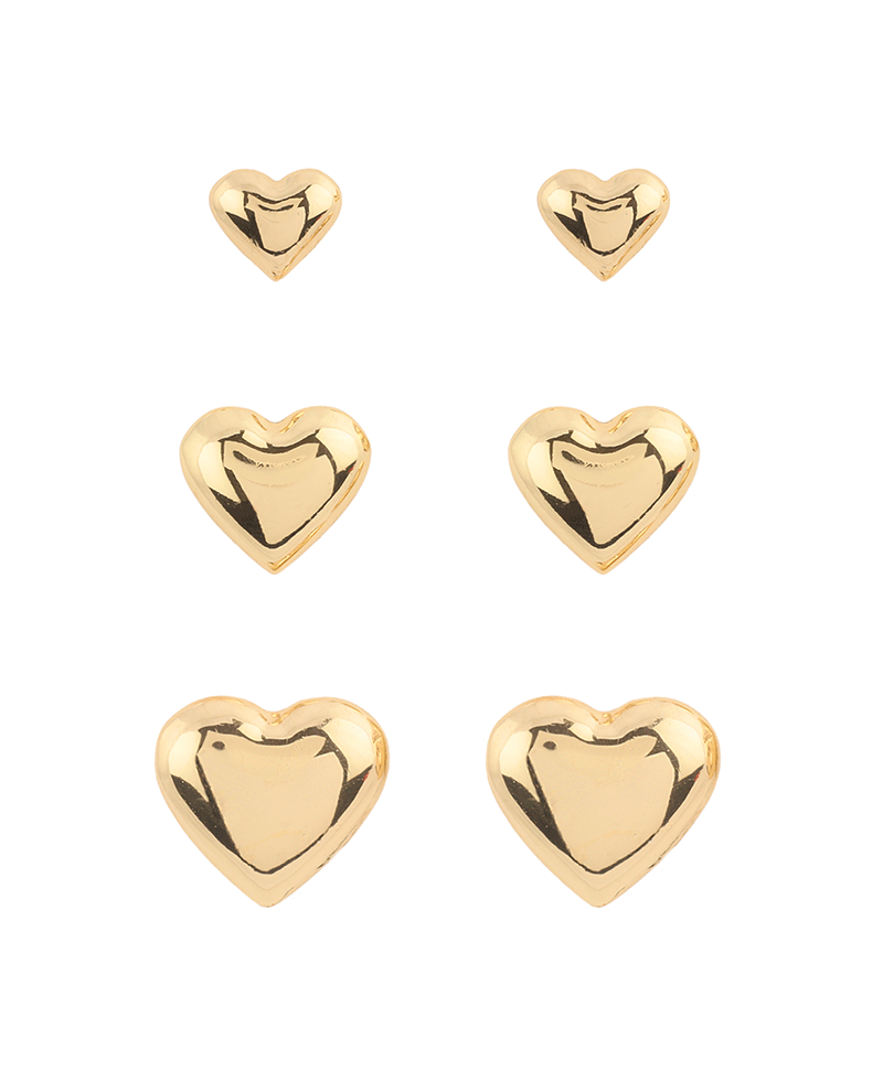 CCB Ball Heart 3 Pair Earring