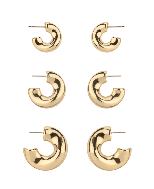 Metal Hoop 3 Pair Earring