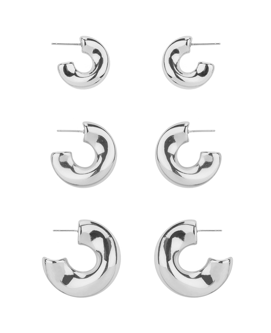 Metal Hoop 3 Pair Earring