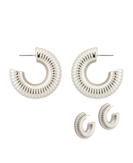 30mm Metal Texture Hoop Earring