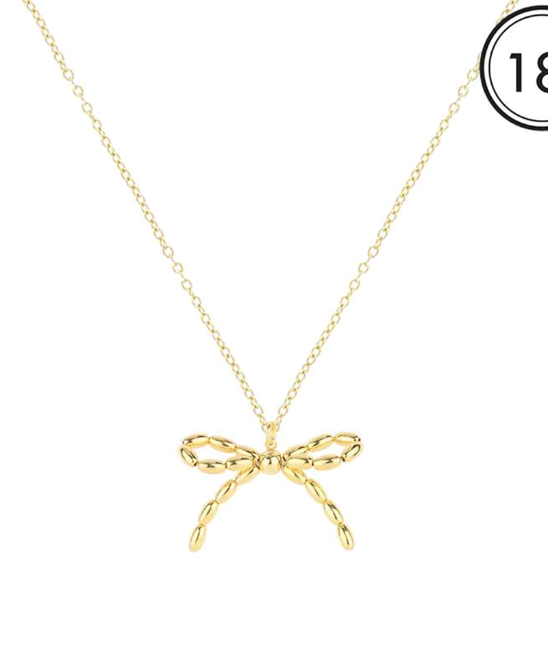 Rice Bead Bow Short Necklace