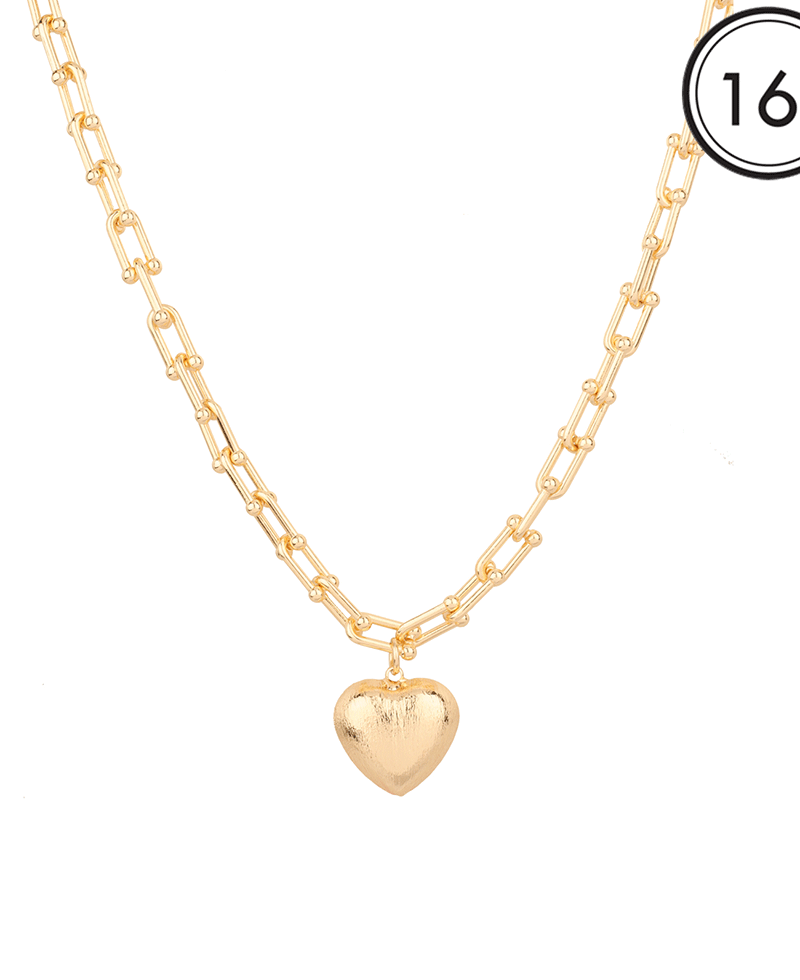 Metal Heart Link Short Necklace