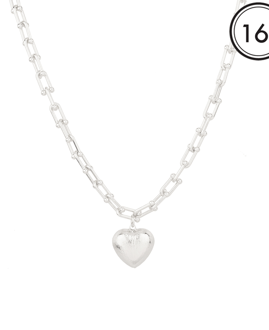 Metal Heart Link Short Necklace