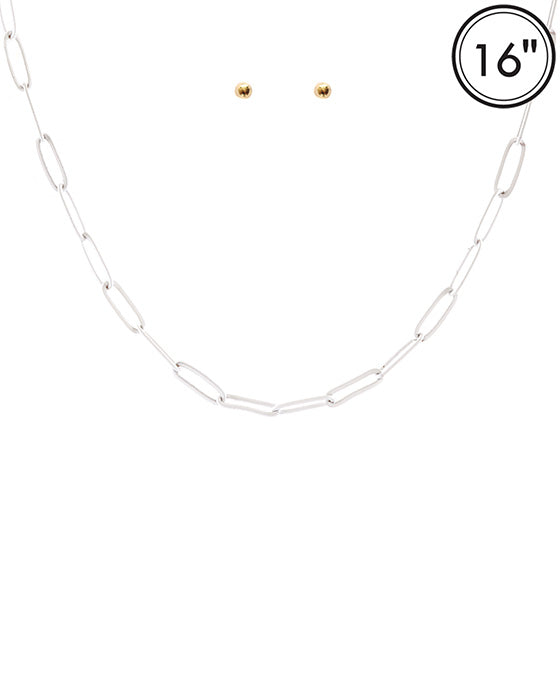 Metal Color Coating Link Necklace Set