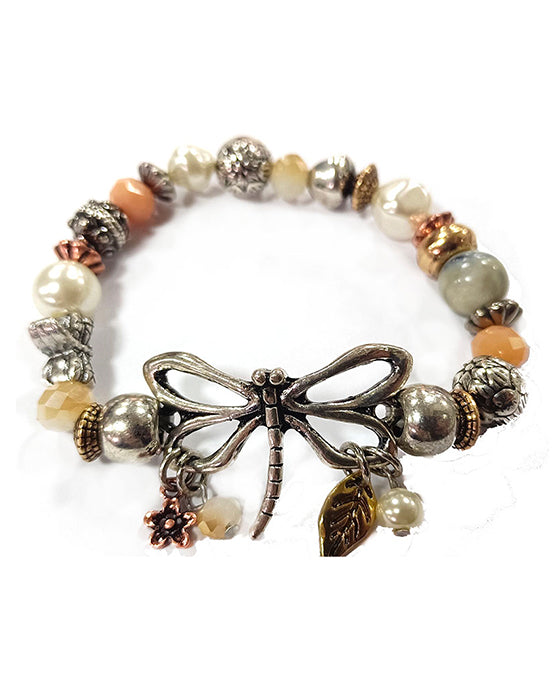 Dragonfly Multi Bead Stretch Bracelet