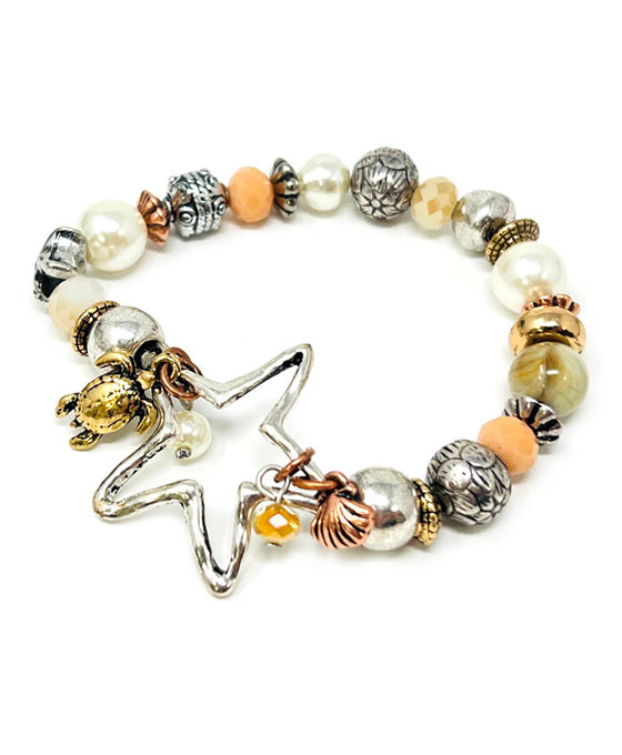 Starfish Multi Bead Stretch Bracelet