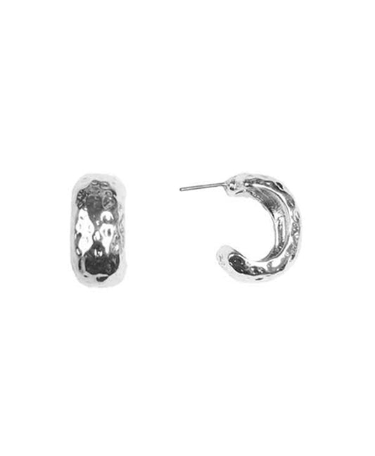 Hammered Metal Hoop Earring