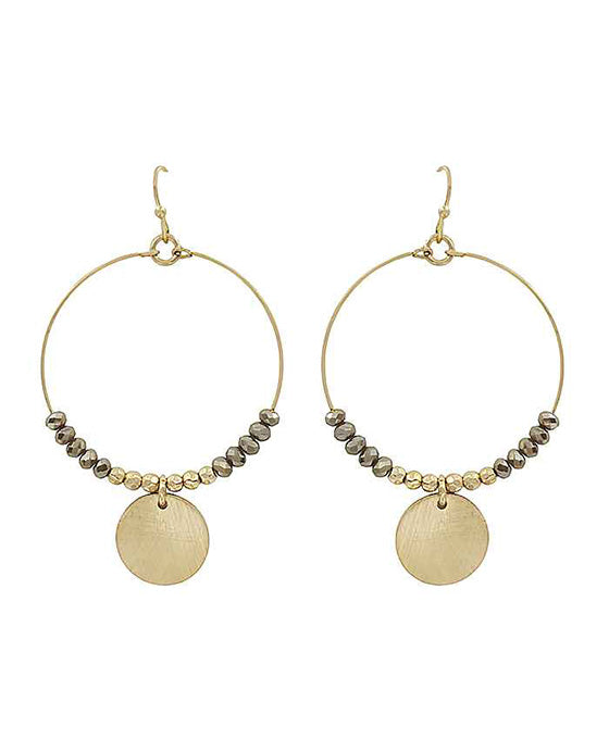 Glass & Metal Hoop Earring