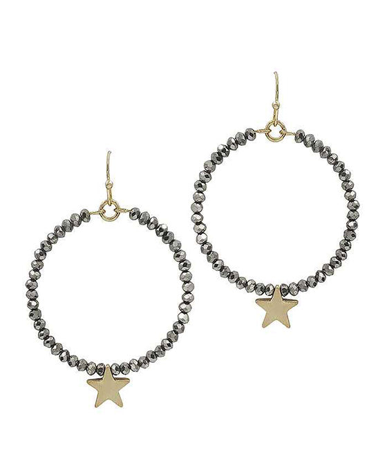 Metal Star Glass Earring