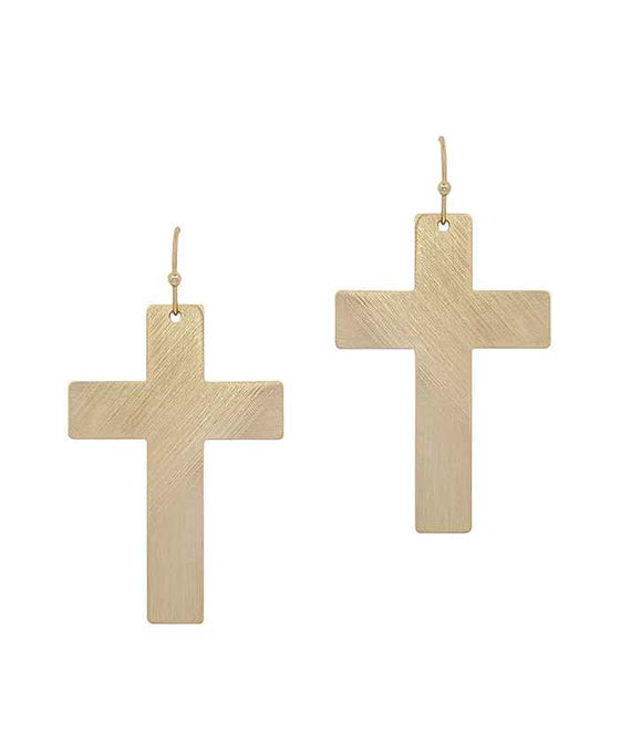 Satin Metal Cross Earring