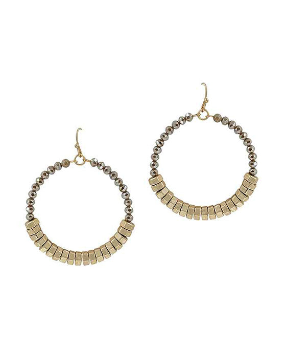 Metal & Glass Round Earring