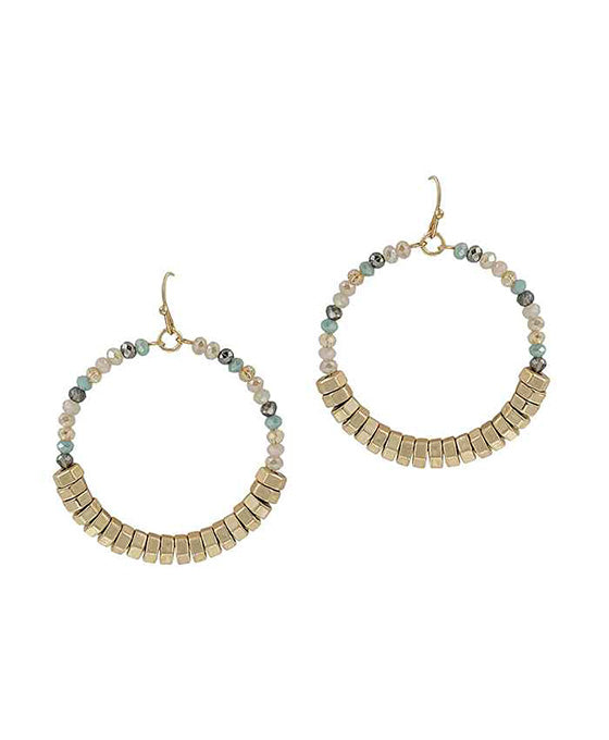 Metal & Glass Round Earring