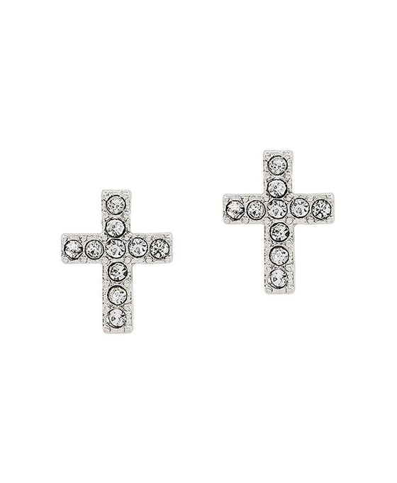 Pave Cross Post Earring