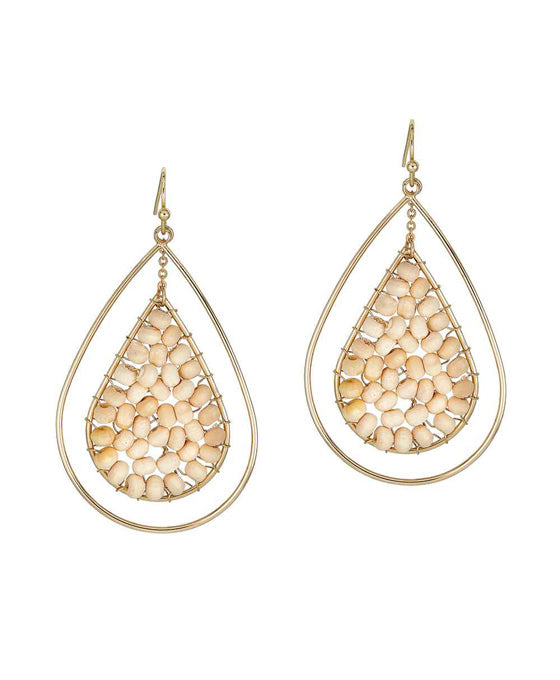 Wood Woven Teardrop Metal Earring