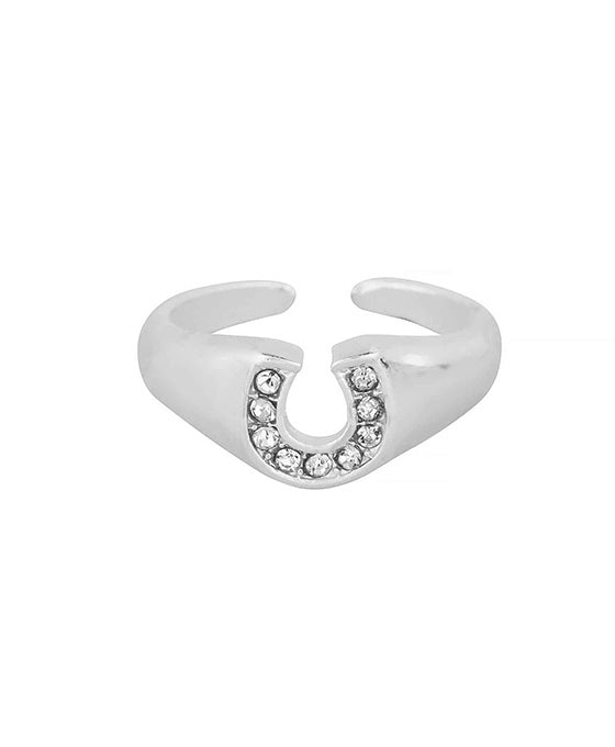 Horseshoe Glass Open-Back Ring