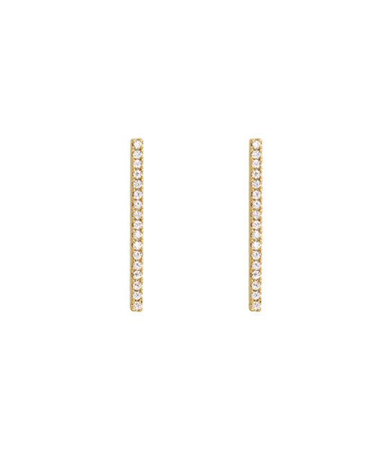 14KT Gold Dipped CZ Bar Earring