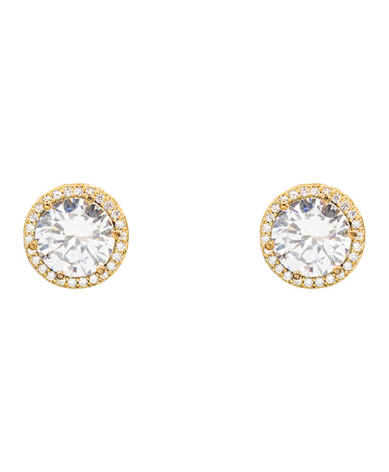 14KT Gold Dipped Round CZ Earring