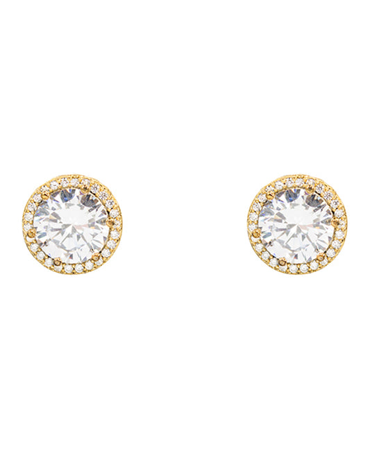 14KT Gold Dipped Round CZ Earring