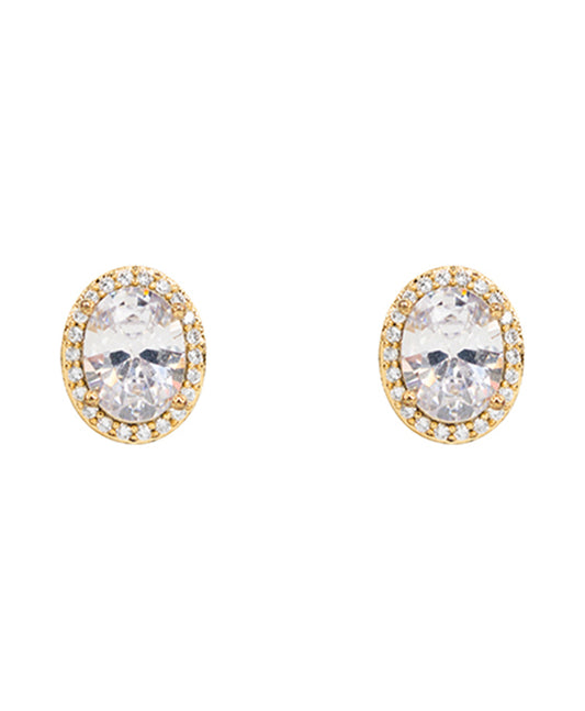 14KT Gold Dipped Oval CZ Earring