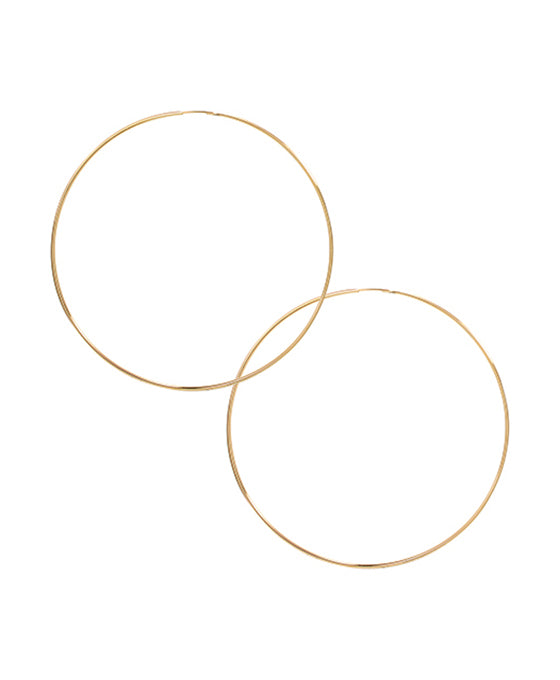 14KT Gold Dipped 80mm Thin Hoop Earring