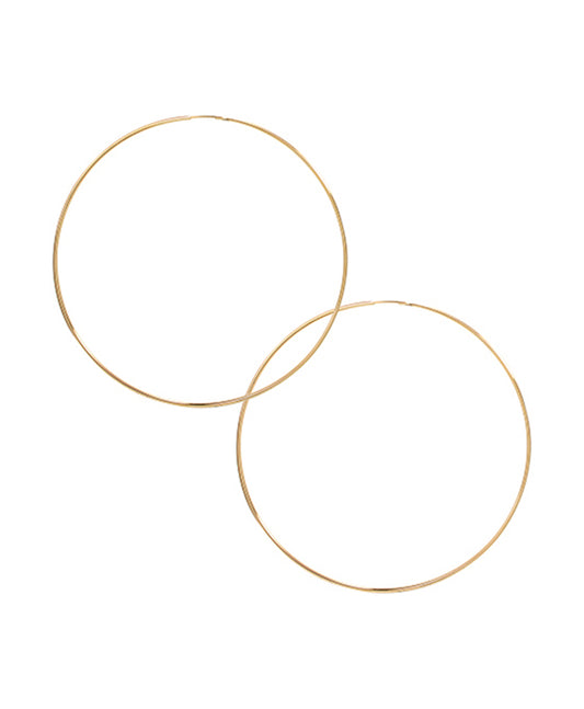 14KT Gold Dipped 80mm Thin Hoop Earring