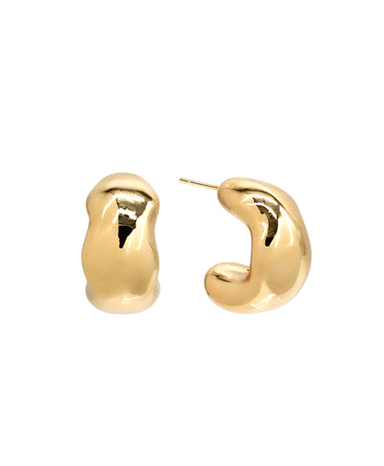 Gold Dipped Crushed Tube Hoop Earring