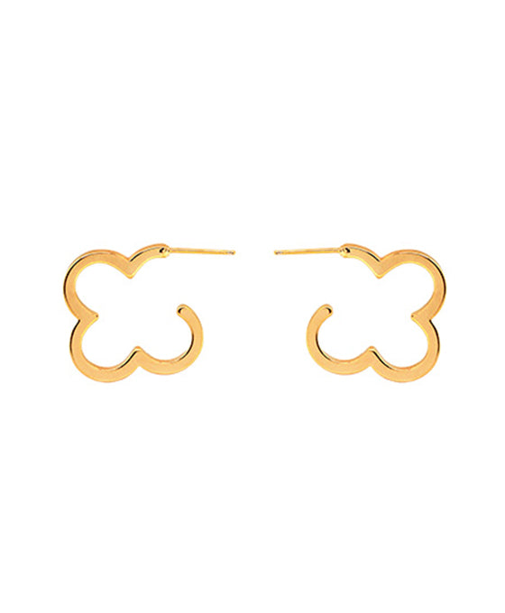 14KT Gold Dipped 25mm Clover Hoop Earring