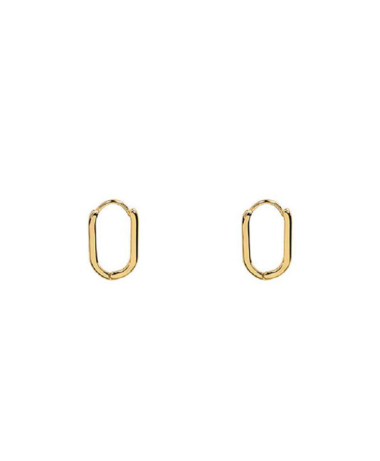 14KT Gold Dipped U Huggie Hoop Earring - 15MM