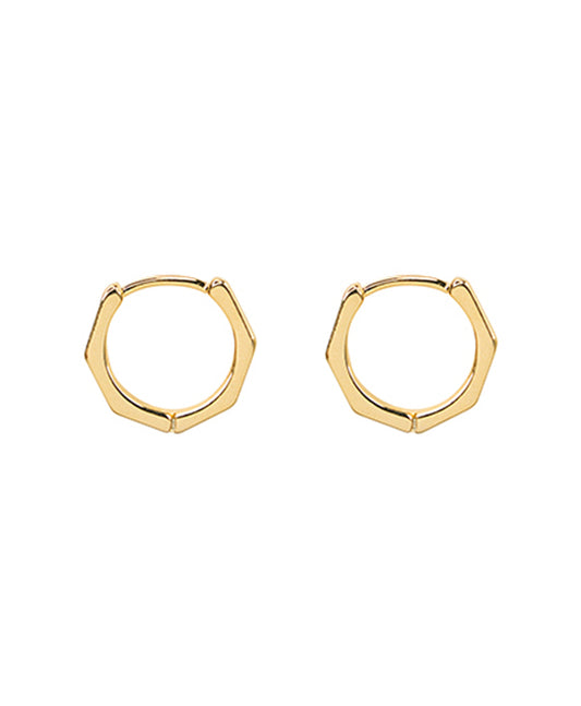 14KT Gold Dipped 15mm Hexagon Huggie Earring